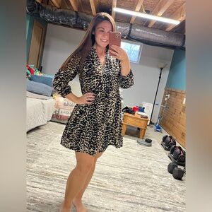 Leopard Print Dress with Black Accents by Caralyn Mirand